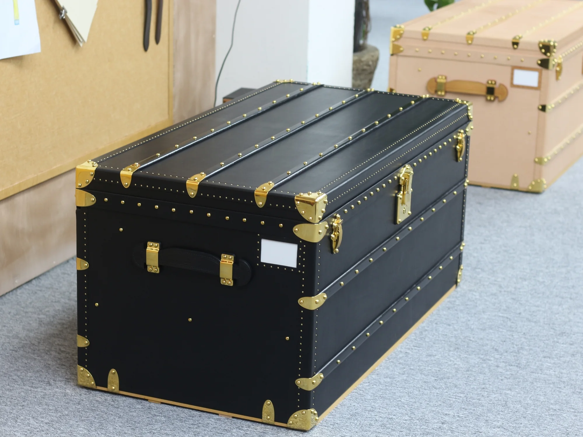 Black Collector's Trunk, closed three-quarter view