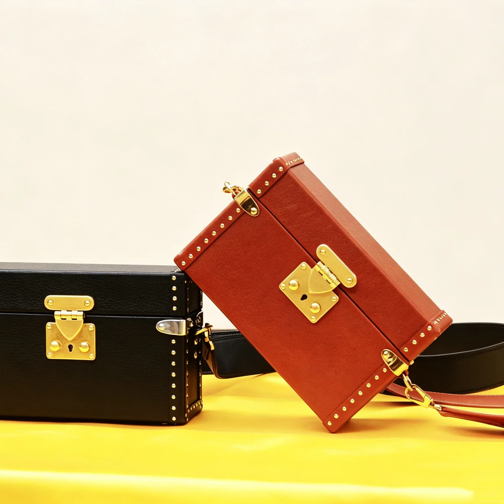 Heritage Box Bag, paired scarlet and black bags
