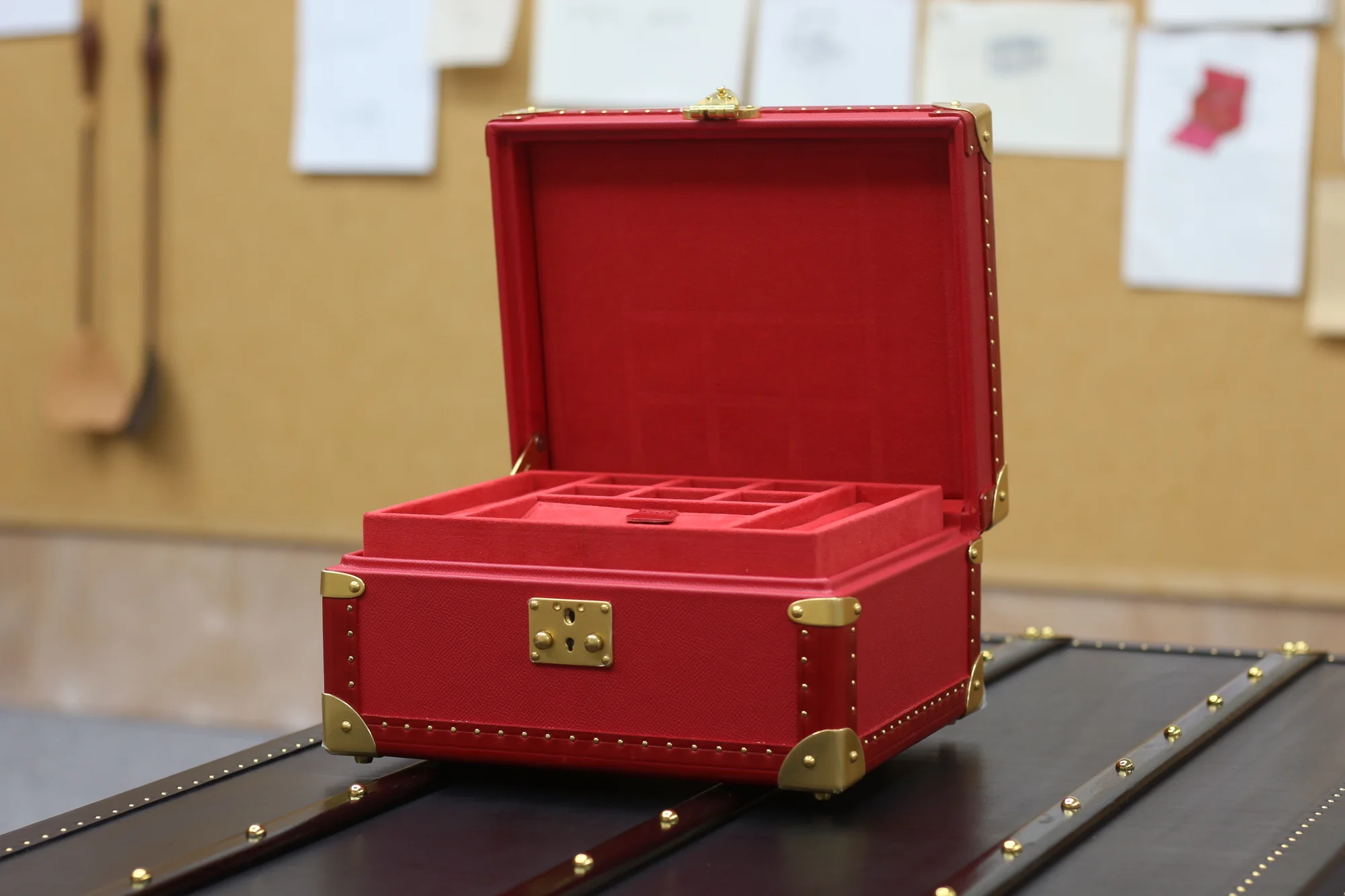 Scarlet Jewelry Case, open with fitted interior