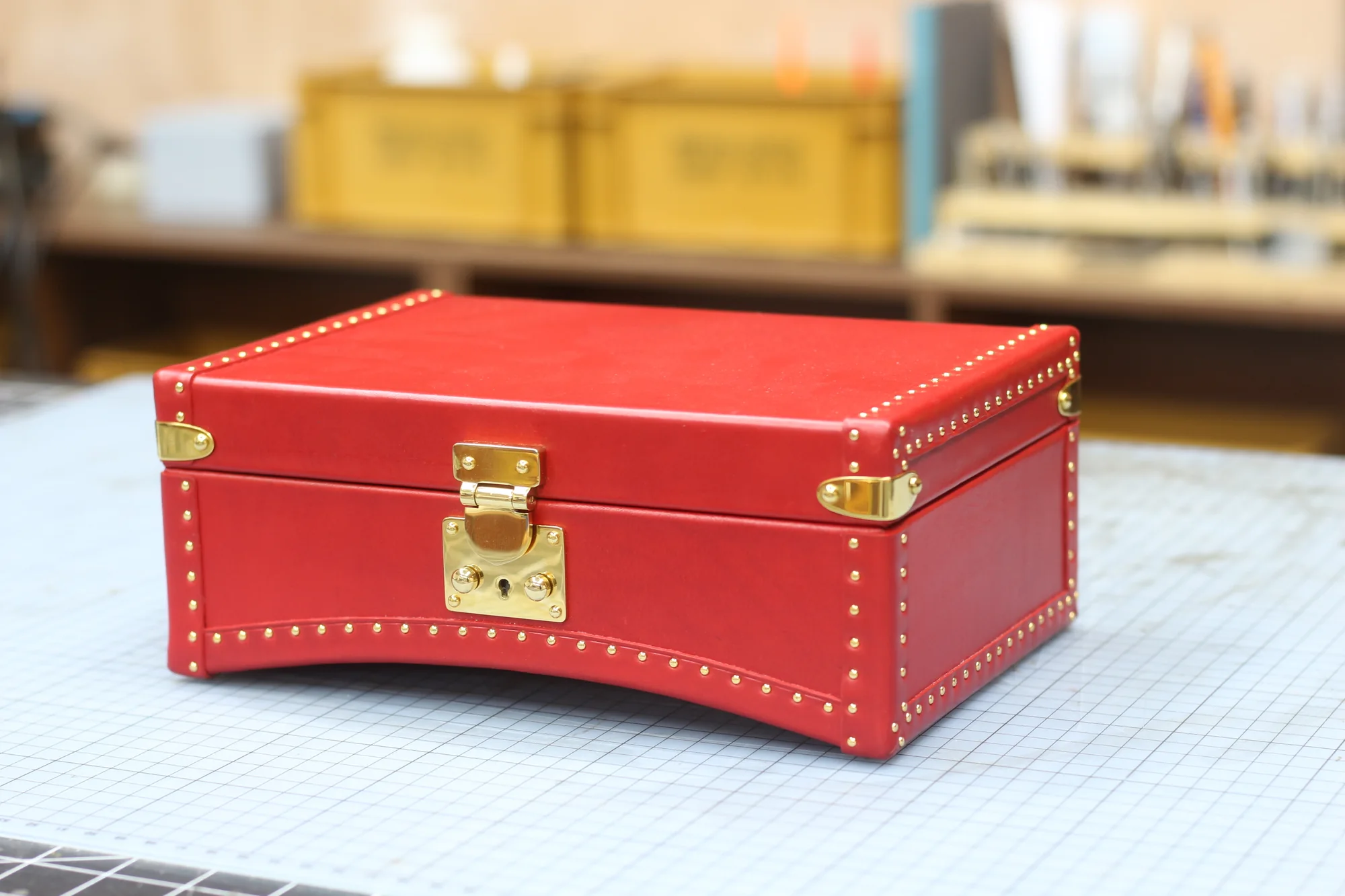 Scarlet Jewelry Chest, closed three-quarter view