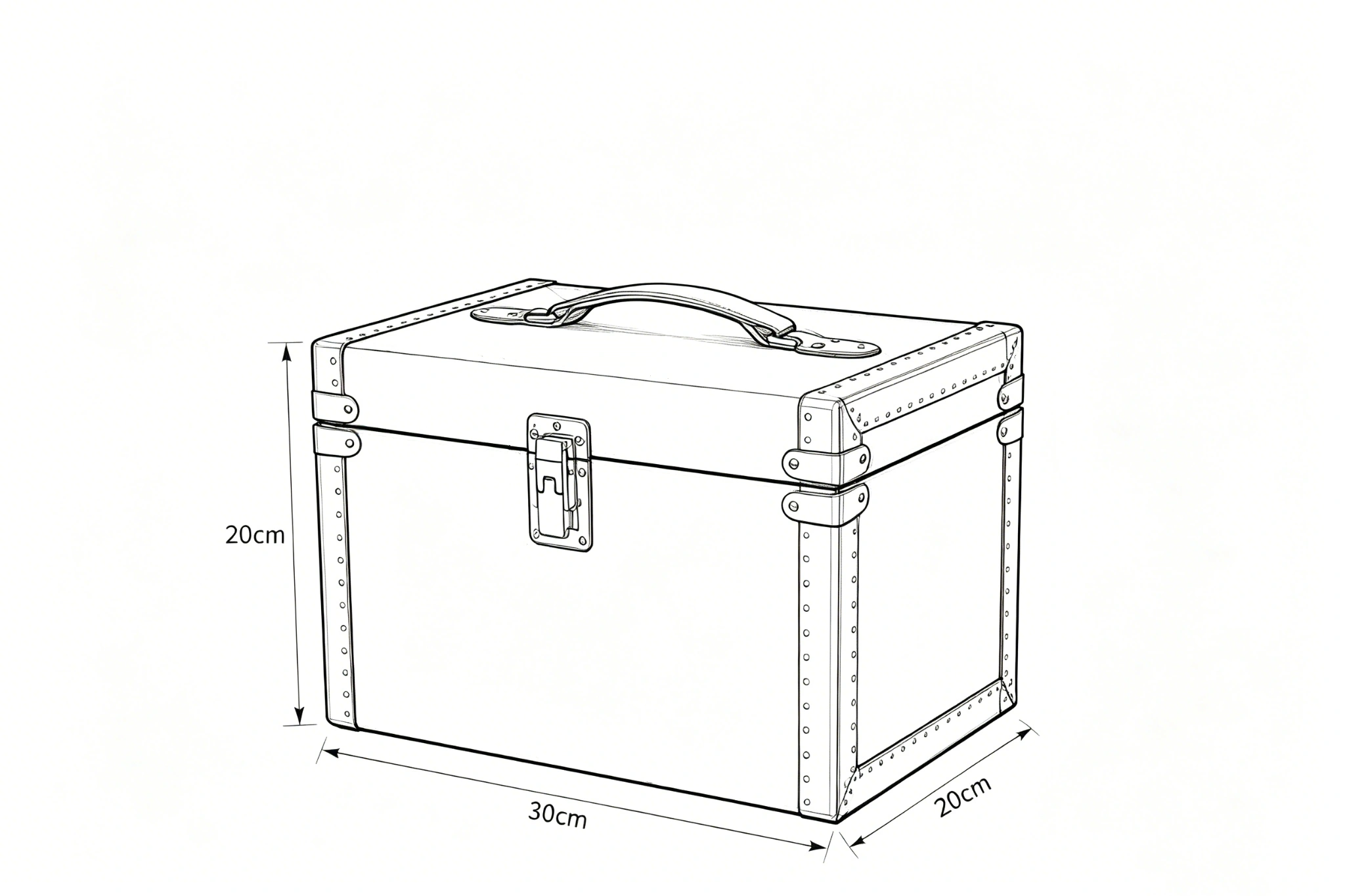 Leather storage case dimensions 30 x 20 x 20 cm